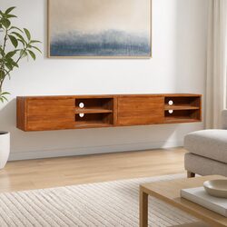 180cm Solid Teak Wood Wall-Mounted TV Cabinet