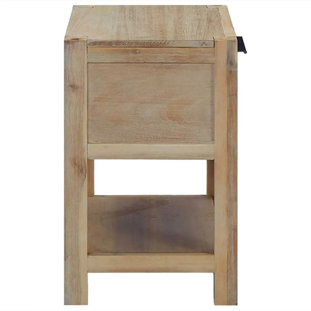 Solid Acacia Wood Bedside Table with Drawer 40x30x48 cm