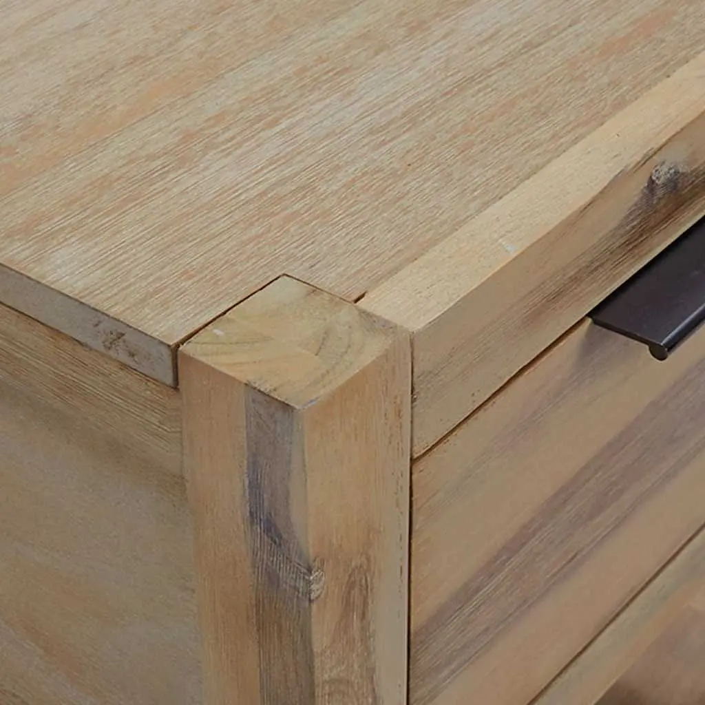 Solid Acacia Wood Bedside Table with Drawer 40x30x48 cm