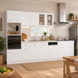 7 Piece Kitchen Cabinet Set in White Engineered Wood