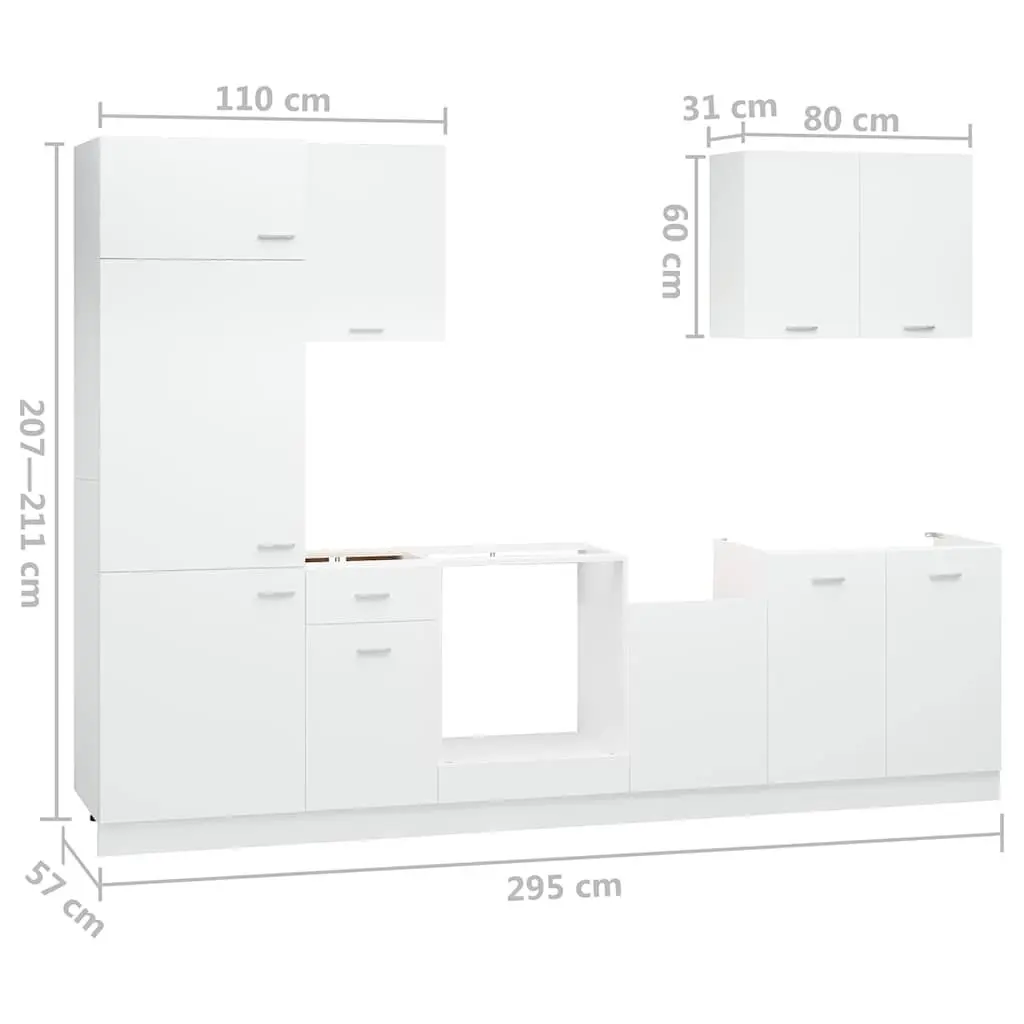 7 Piece Kitchen Cabinet Set in White