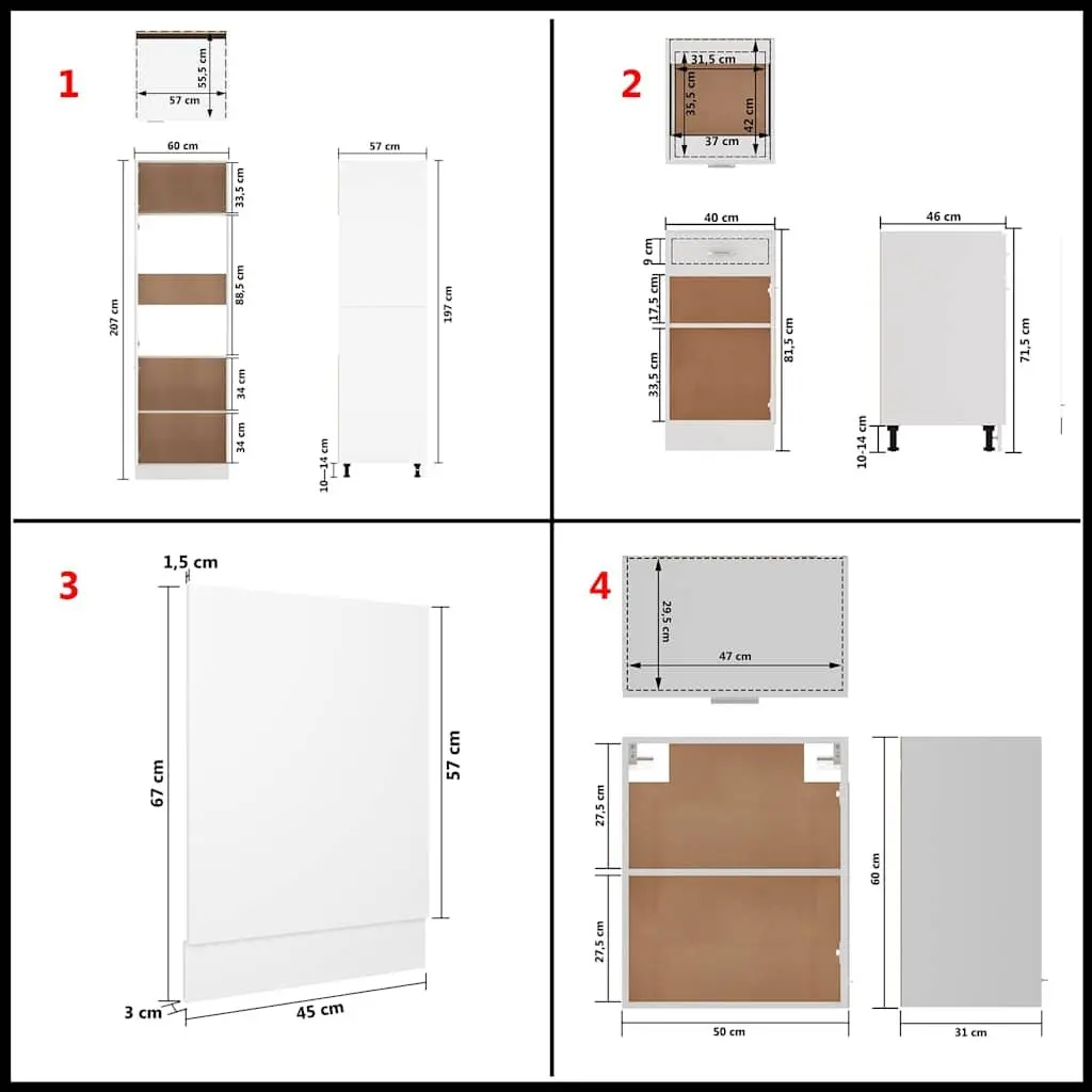 7 Piece Kitchen Cabinet Set in White