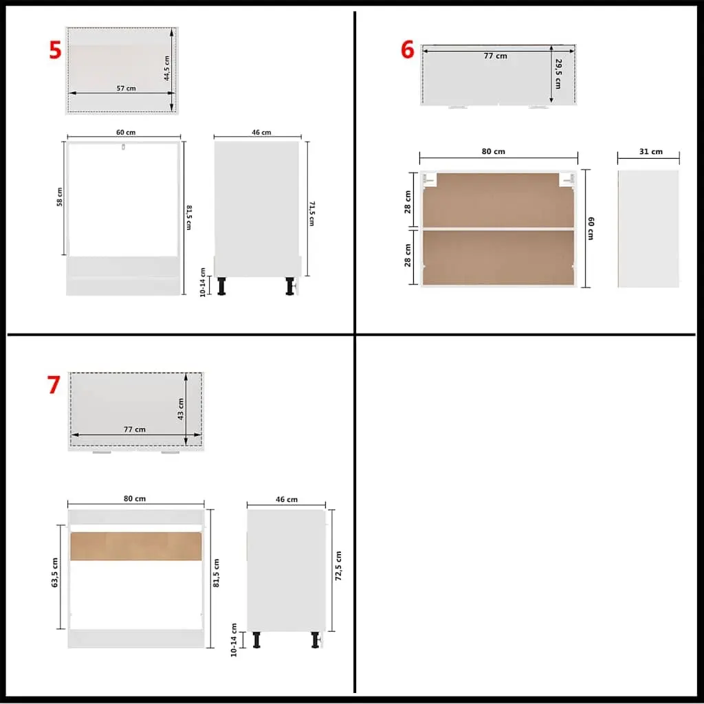 7 Piece Kitchen Cabinet Set in White