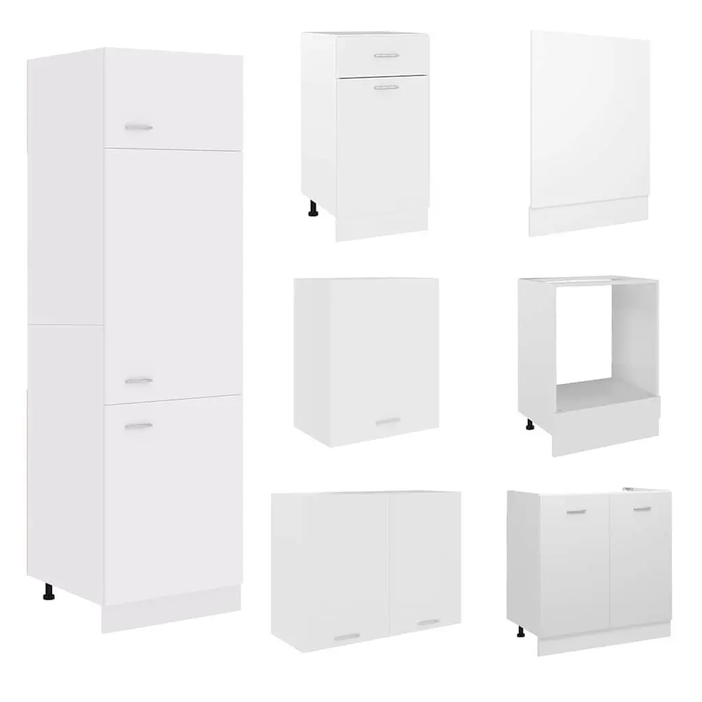 7 Piece Kitchen Cabinet Set in White