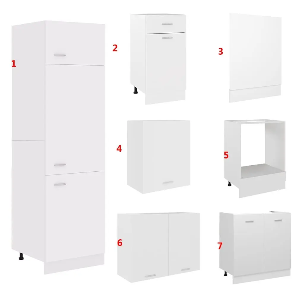 7 Piece Kitchen Cabinet Set in White