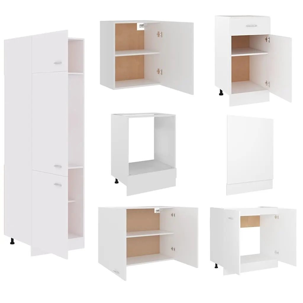 7 Piece Kitchen Cabinet Set in White