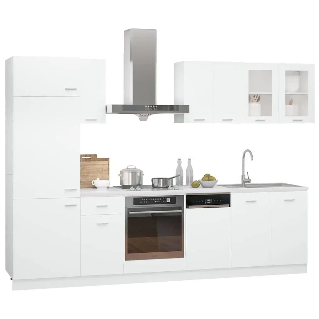 8-Piece White Kitchen Cabinet Set