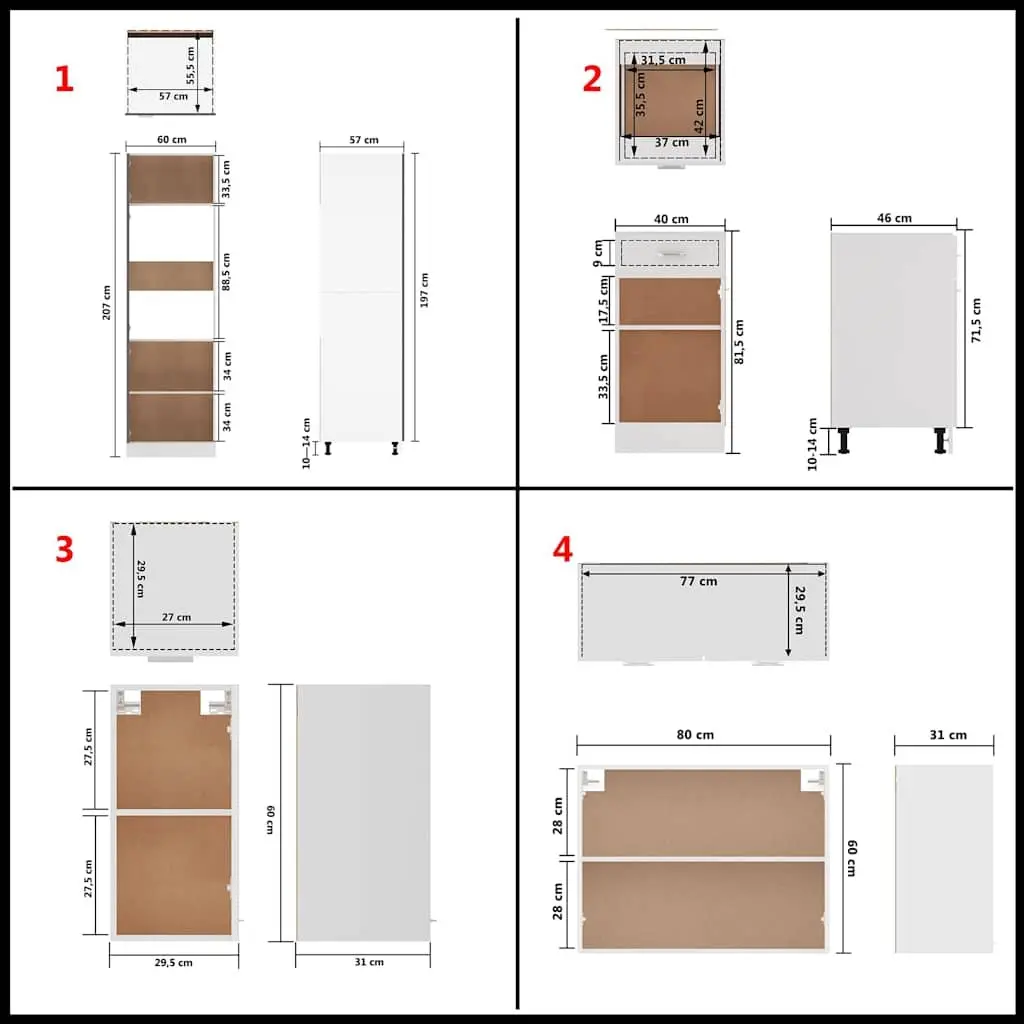 8-Piece White Kitchen Cabinet Set