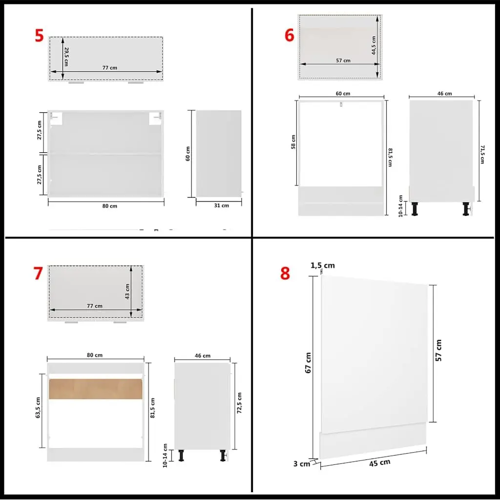 8-Piece White Kitchen Cabinet Set