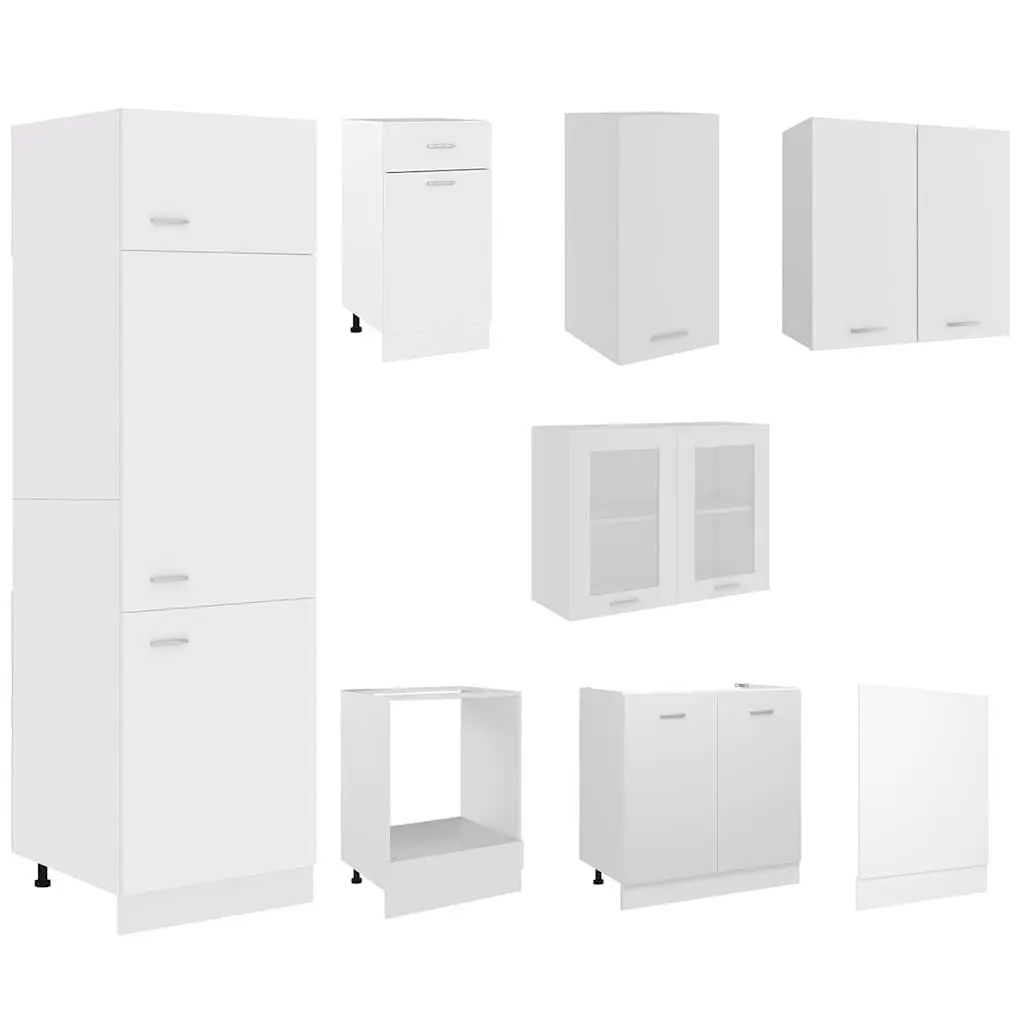 8-Piece White Kitchen Cabinet Set