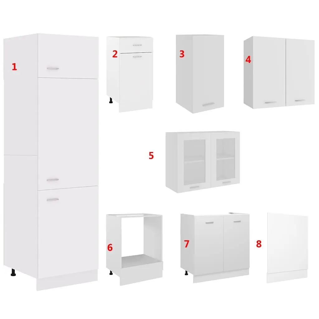 8-Piece White Kitchen Cabinet Set