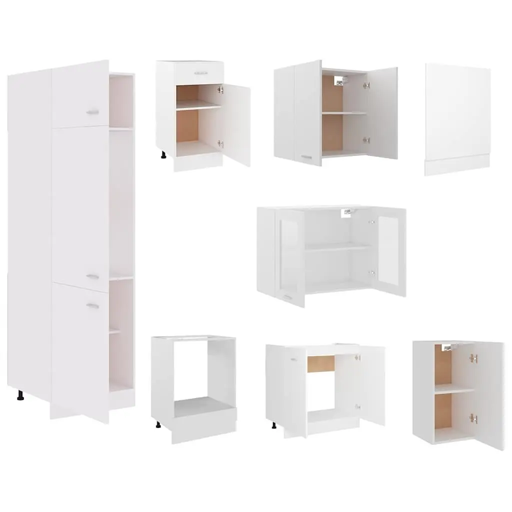 8-Piece White Kitchen Cabinet Set