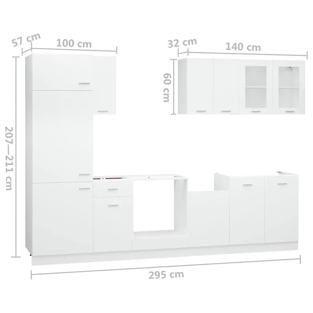 8-Piece White Kitchen Cabinet Set
