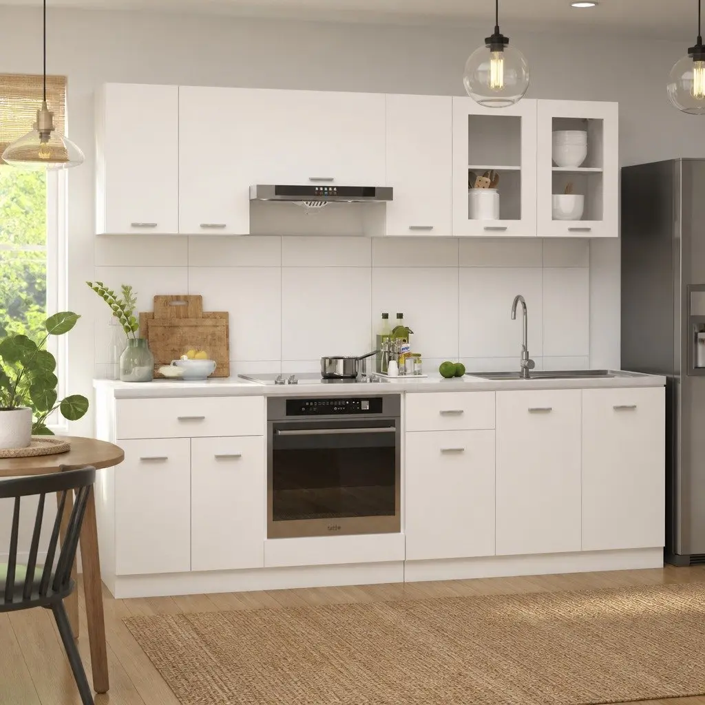 8-Piece White Kitchen Cabinet Set