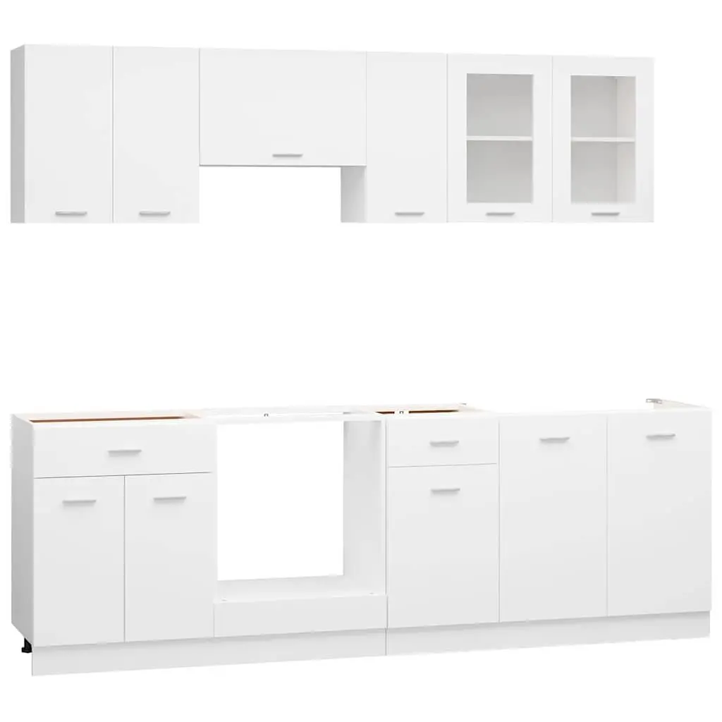 8-Piece White Kitchen Cabinet Set