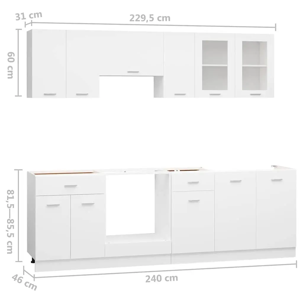 8-Piece White Kitchen Cabinet Set