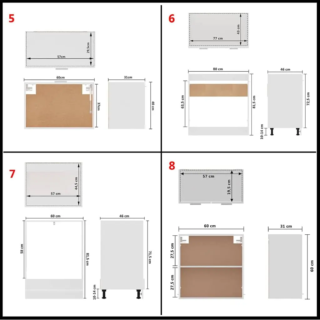 8-Piece White Kitchen Cabinet Set