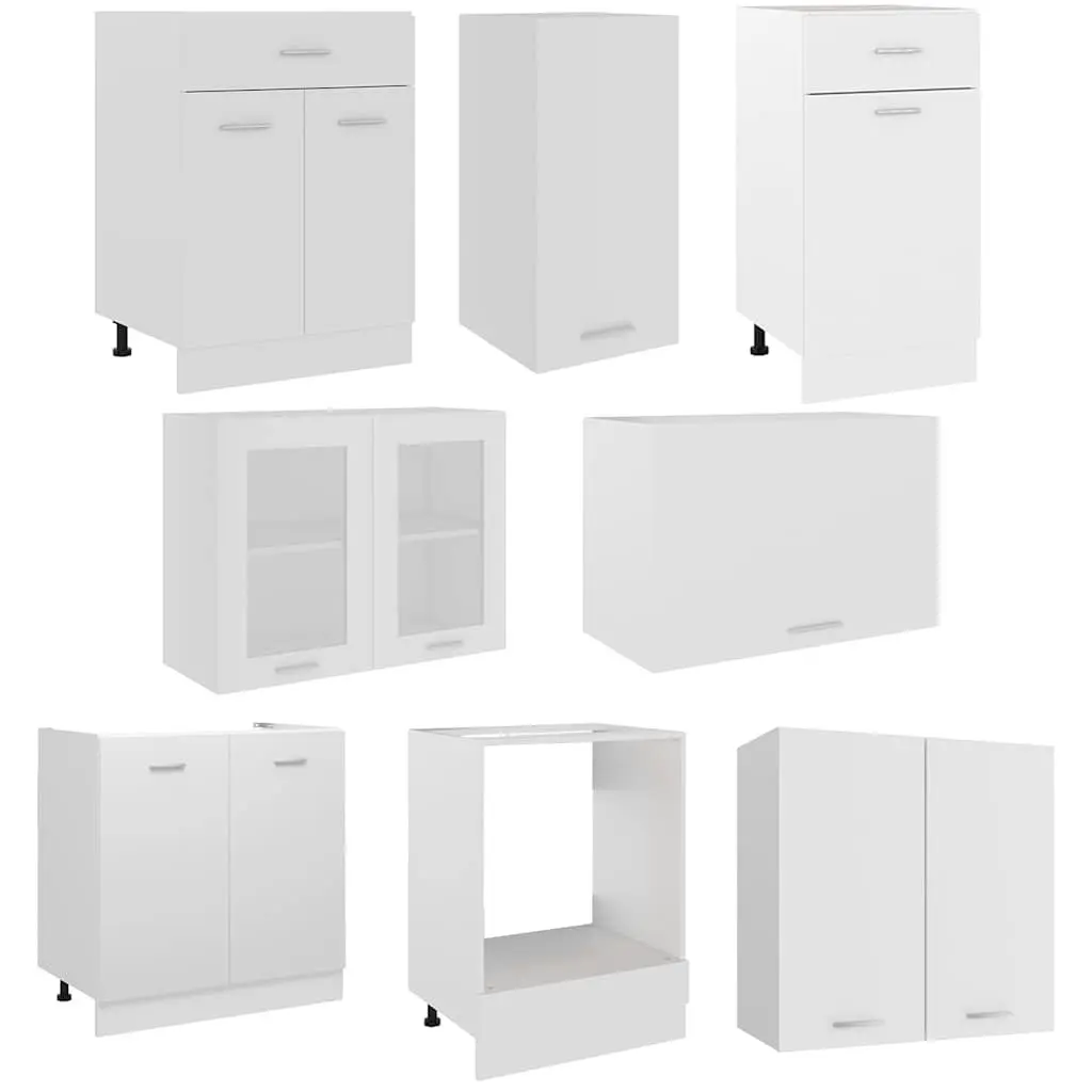 8-Piece White Kitchen Cabinet Set
