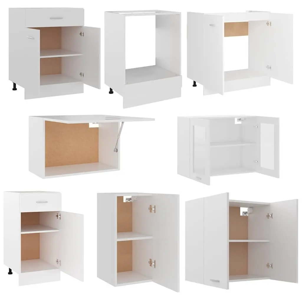 8-Piece White Kitchen Cabinet Set