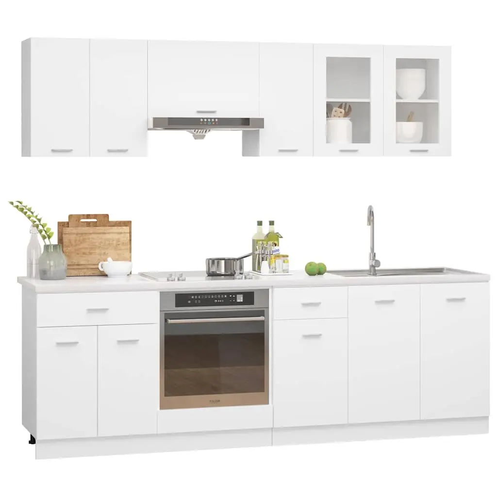 8-Piece White Kitchen Cabinet Set