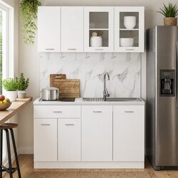 4-Piece White Kitchen Cabinet Set for Stylish Storage