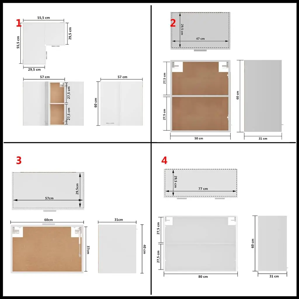 11 Piece Kitchen Cabinet Set White Engineered Wood Storage Organiser