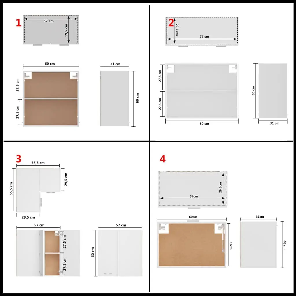 11 Piece White Engineered Wood Kitchen Storage Cabinet Set