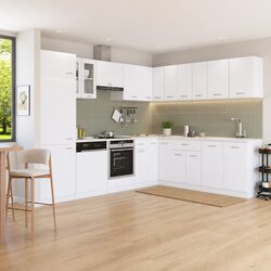 14 Piece White Engineered Wood Kitchen Cabinet Set
