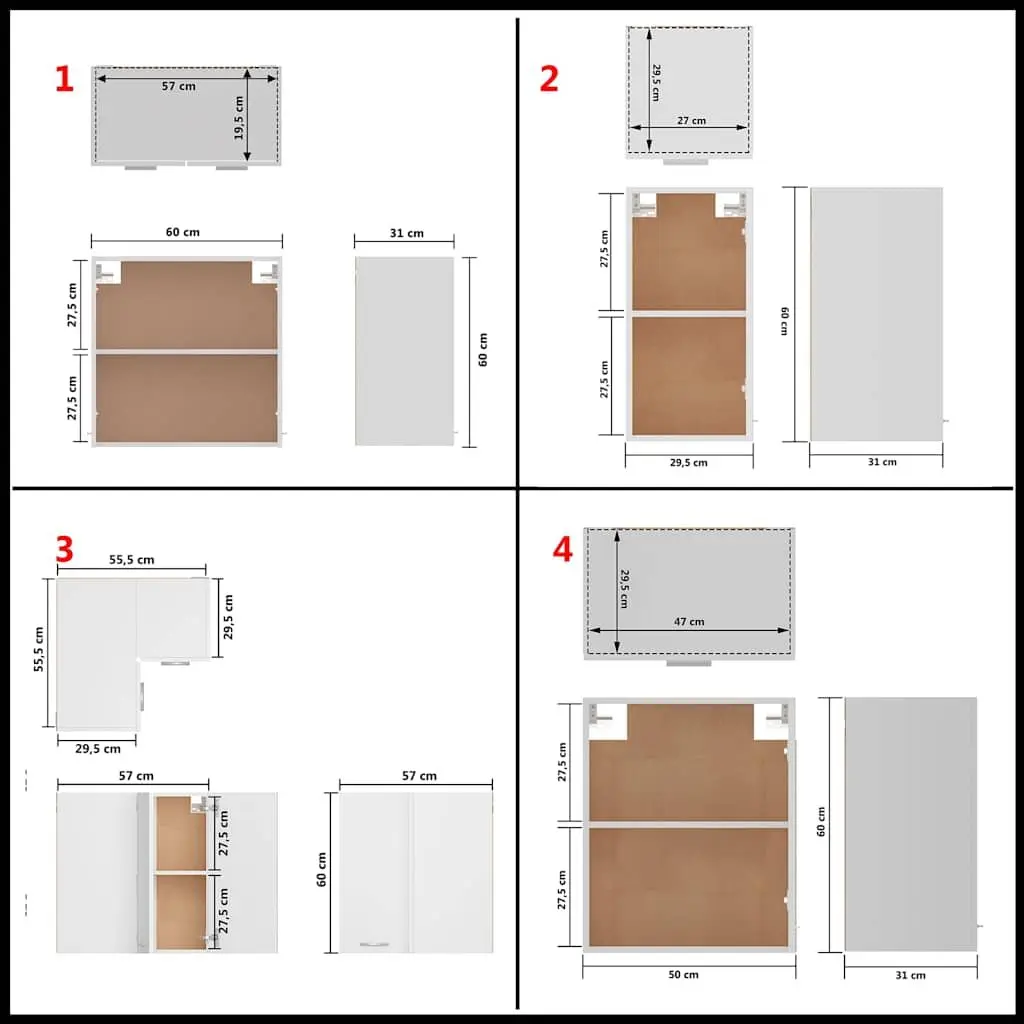 14 Piece White Engineered Wood Kitchen Cabinet Set