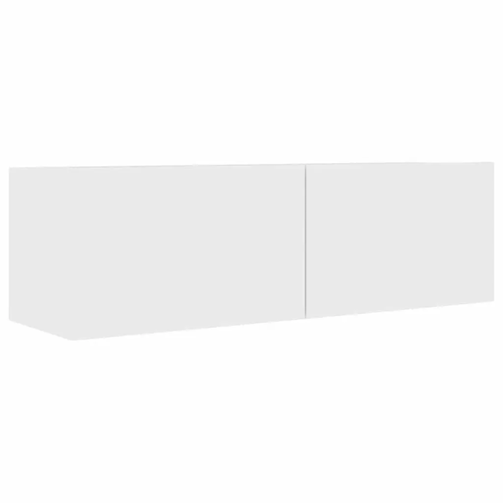 White Wall Mounted TV Cabinet Set 4 Pieces Engineered Wood Storage Unit
