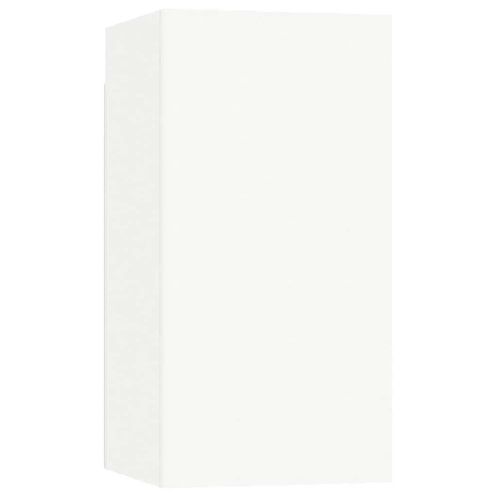 White TV Cabinet Set 4 Pieces Wall Mounted Storage Unit Engineered Wood