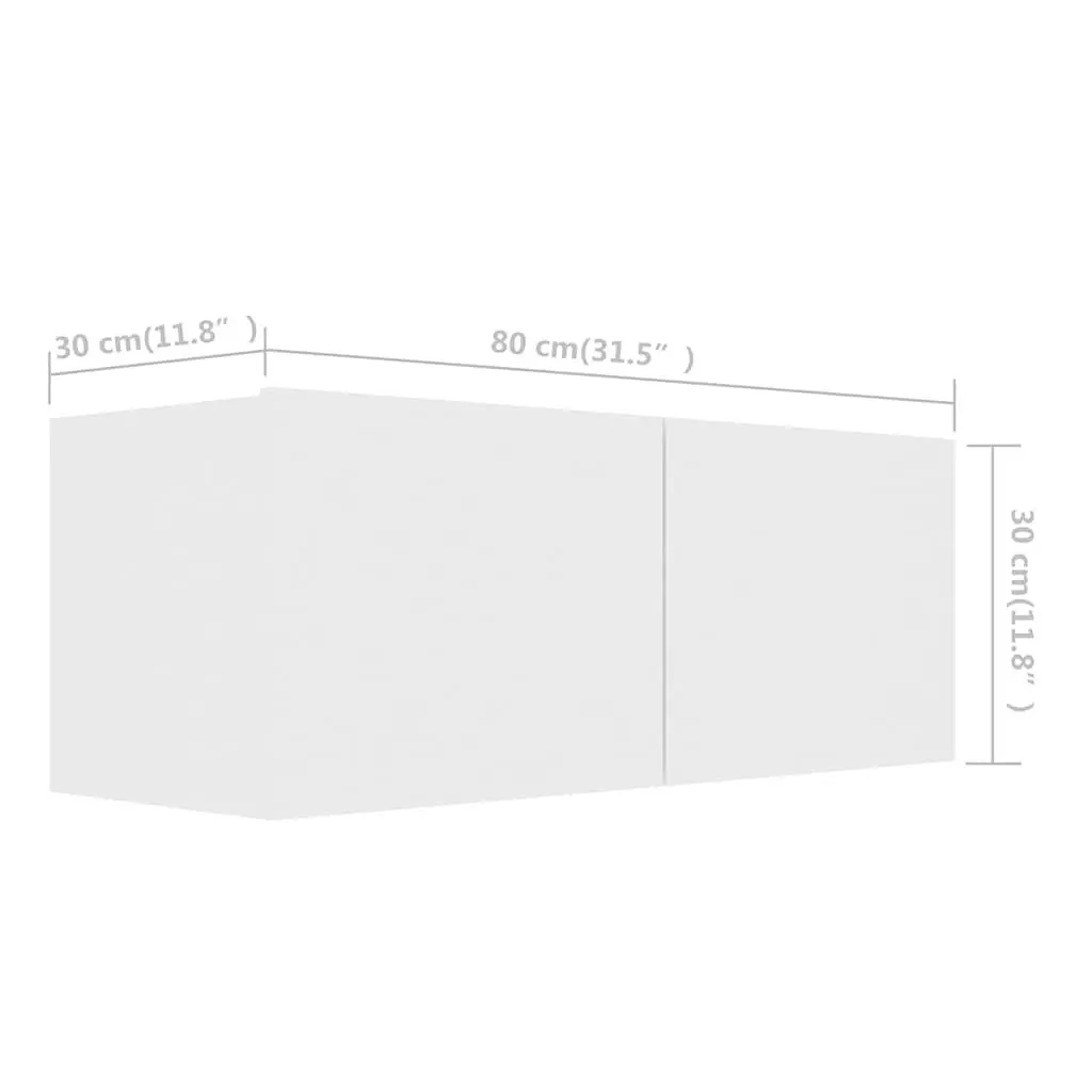 4-Piece White Wall-Mounted TV Cabinet Set