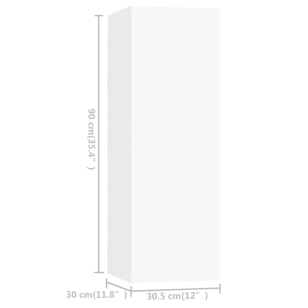 4-Piece White Wall-Mounted TV Cabinet Set