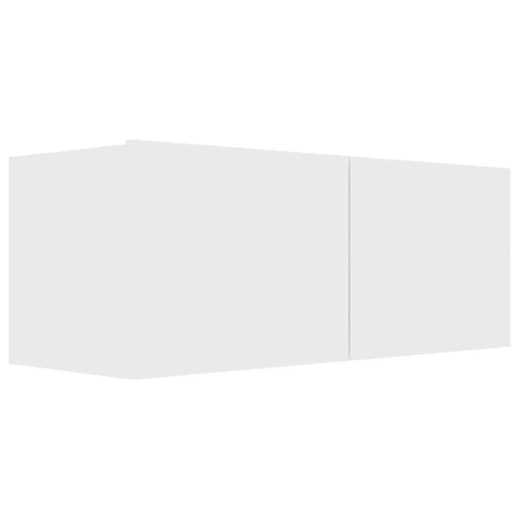 4-Piece White Wall-Mounted TV Cabinet Set