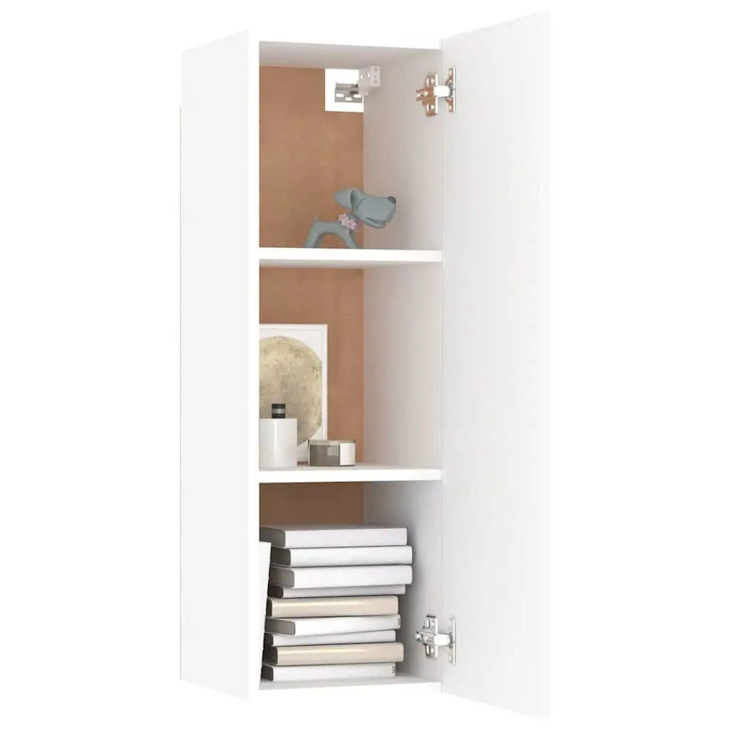 4-Piece White Wall-Mounted TV Cabinet Set