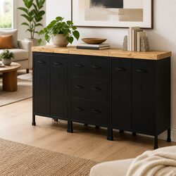 Rustic Sideboard with 3 Drawers and 4 Doors