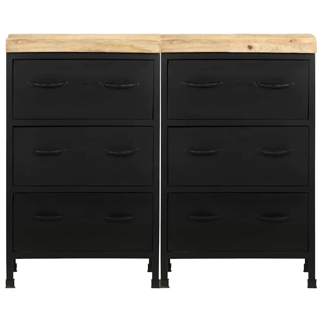 Sideboard Rustic Industrial Brown 6 Drawer Storage Cabinet Wooden Iron Frame