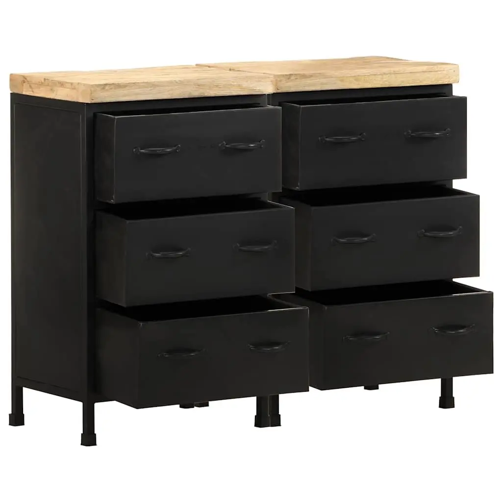 Sideboard Rustic Industrial Brown 6 Drawer Storage Cabinet Wooden Iron Frame