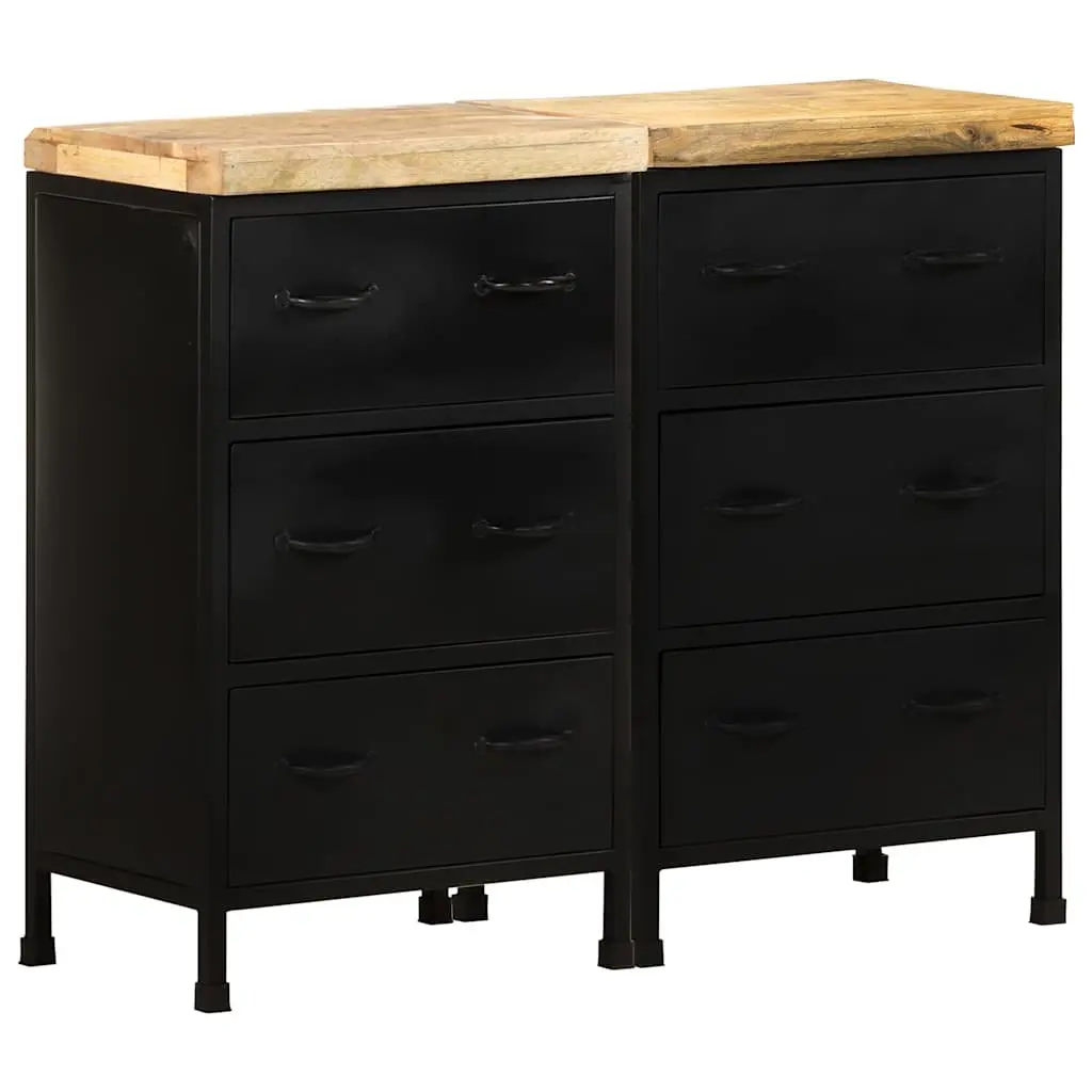 Sideboard Rustic Industrial Brown 6 Drawer Storage Cabinet Wooden Iron Frame