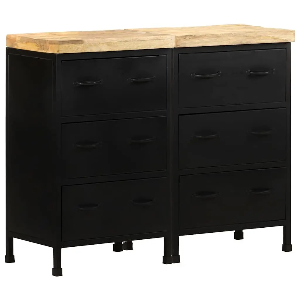 Sideboard Rustic Industrial Brown 6 Drawer Storage Cabinet Wooden Iron Frame