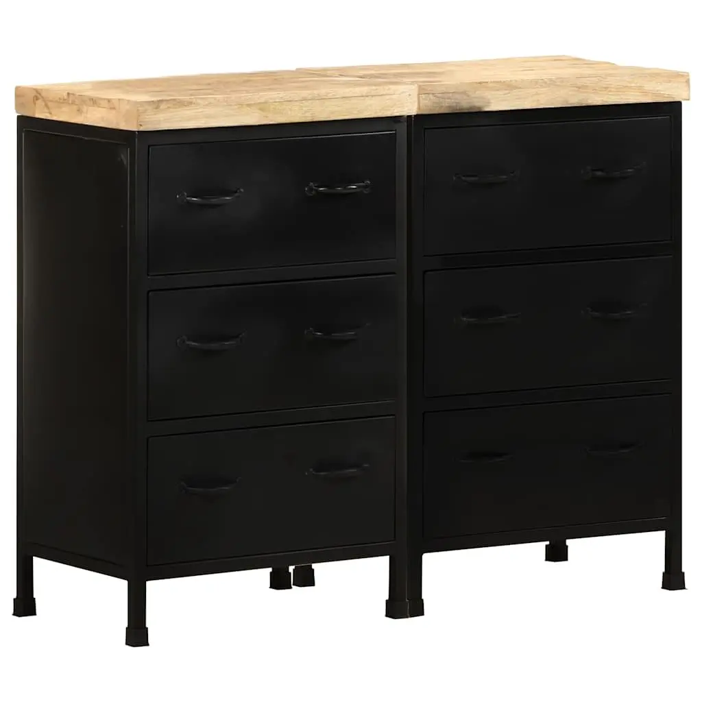 Sideboard Rustic Industrial Brown 6 Drawer Storage Cabinet Wooden Iron Frame