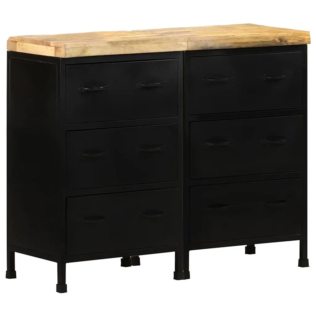 Sideboard Rustic Industrial Brown 6 Drawer Storage Cabinet Wooden Iron Frame