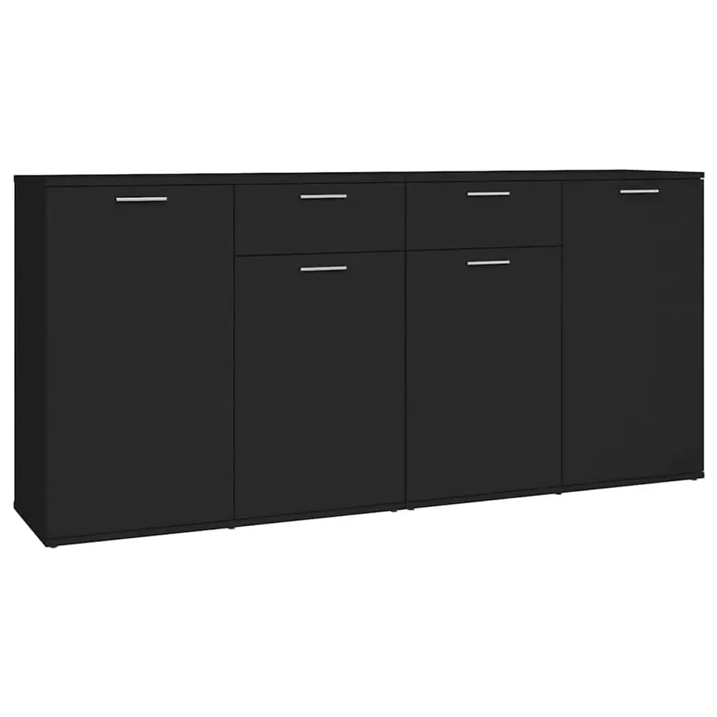 Sideboard Buffet Cabinet Black 160x36x75 cm 4 Door 2 Drawer Storage Unit