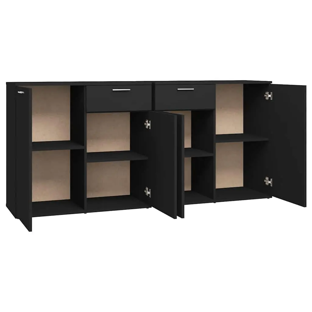 Sideboard Buffet Cabinet Black 160x36x75 cm 4 Door 2 Drawer Storage Unit