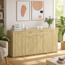 Brown Storage Sideboard Cabinet 160cm with 4 Doors