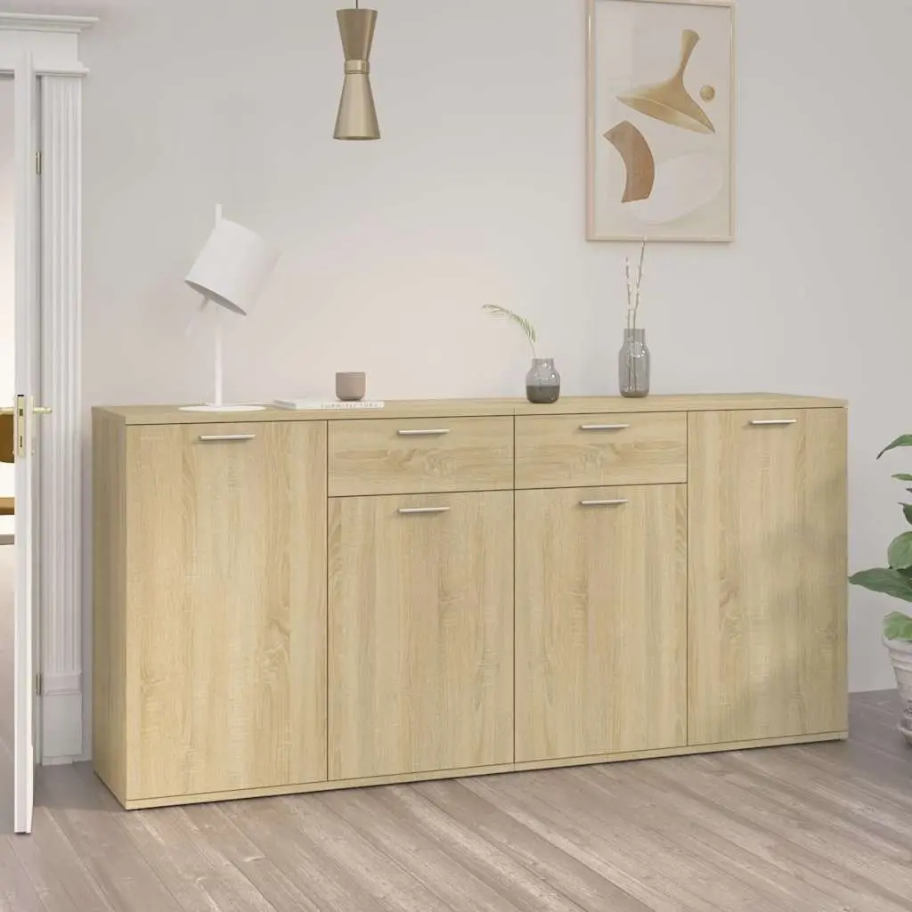Sideboard Buffet Cabinet Sonoma Oak 160x36x75 cm Engineered Wood 4 Doors 2 Drawers