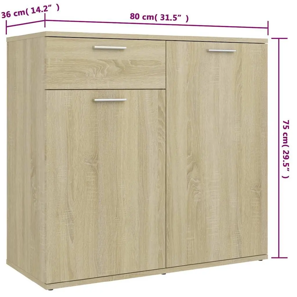 Sideboard Buffet Cabinet Sonoma Oak 160x36x75 cm Engineered Wood 4 Doors 2 Drawers