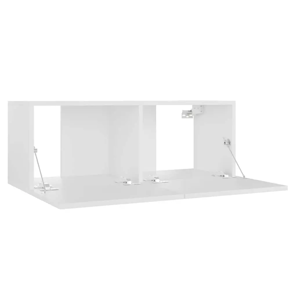 White TV Cabinet Set 3 Piece Wall Mount Entertainment Storage Unit Furniture