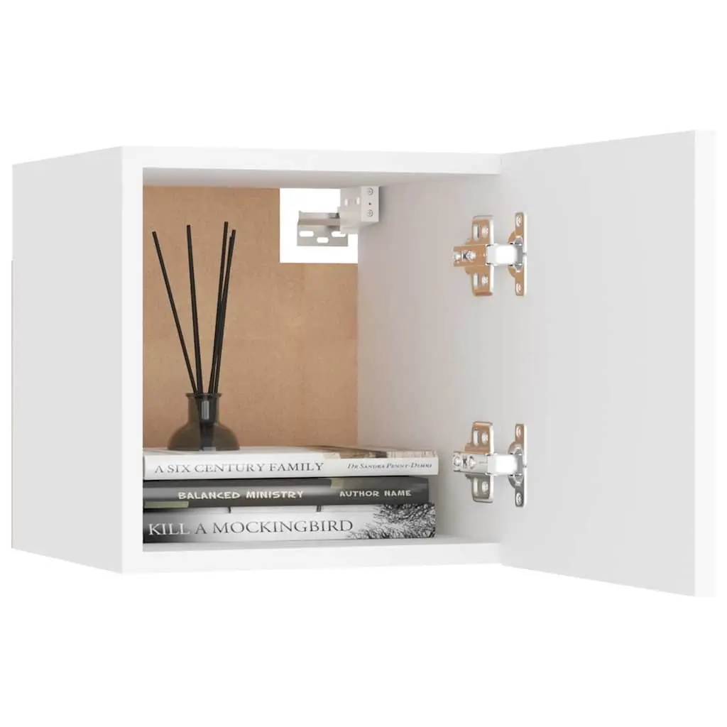 White Wall Mounted TV Cabinet Set 6 Pieces