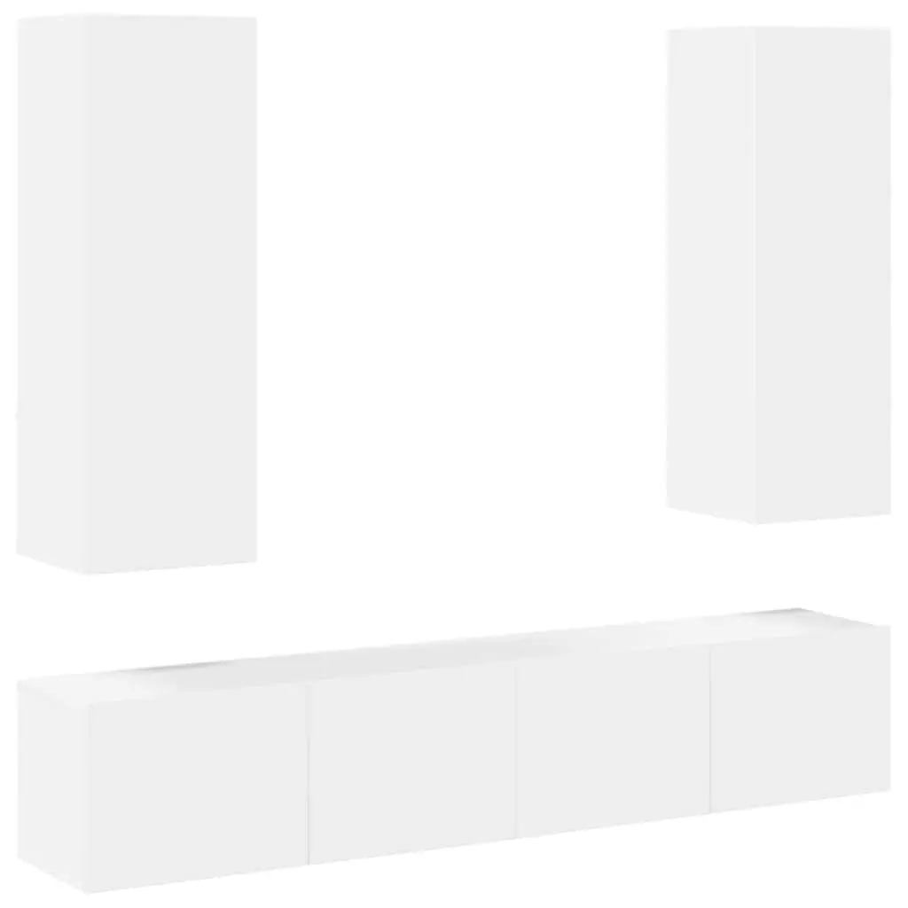White 4 Piece Wall-Mounted TV Cabinet Set for Living Room
